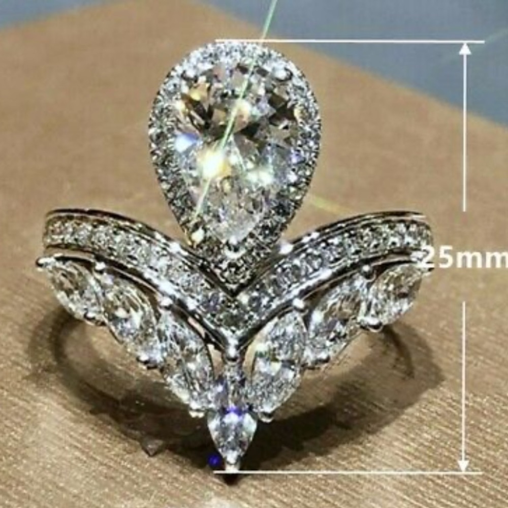 NWT 925 STERLING SILVER luxurious diamond 💍 Ring - Picture 7 of 9